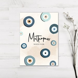 Capa para passaporte da mãe / personalizada com nome / gravidez / passaporte da mãe / presente de nascimento / Nazar / Nazar eye / EvilEye /