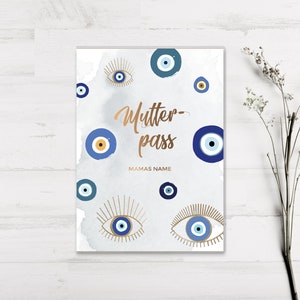 Capa para passaporte da mãe / personalizada com nome / gravidez / passaporte da mãe / presente de nascimento / Nazar / Nazar eye / EvilEye /