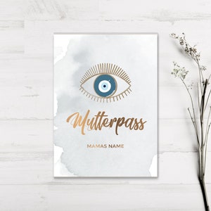 Capa para passaporte da mãe / personalizada com nome / gravidez / passaporte da mãe / presente de nascimento / Nazar / Nazar eye / EvilEye /