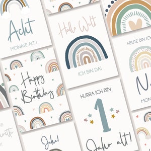 32 carte cardine per bambini / carte cardine / baby card / idea regalo per nascita / baby shower / tedesco o turco