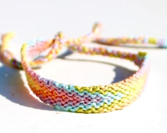 Friendship Bracelet - Unicorn Ombre - Woven Bracelet- String Bracelet- Pastel Rainbow Ombre