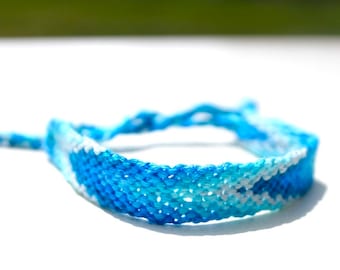 Friendship Bracelet- Woven Bracelet- String Bracelet- Bright Blue Ombre