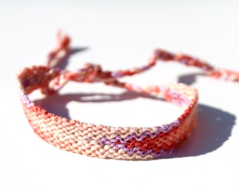 Friendship Bracelet- Woven Bracelet- String Bracelet- Cotton Bracelet- Peach Ombre