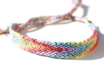 Friendship Bracelet- Woven Bracelet- String Bracelet- Soft Rainbow Ombre