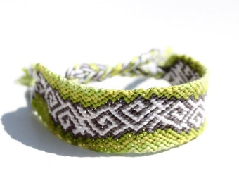 Handwoven Friendship Bracelet: Light Lime Tribal Cotton