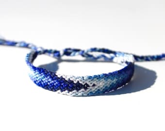 Royal Blue Ombre Friendship Bracelet: Adjustable Cotton String