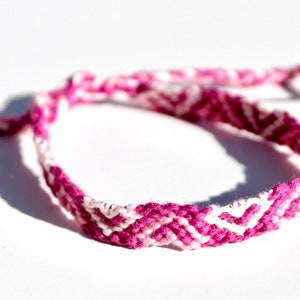 Friendship Bracelets, Adjustable, String Bracelets, FREE SHIPPING, Pink Little Hearts
