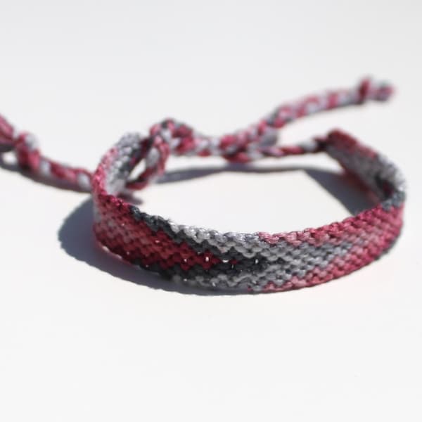 Friendship Bracelet- Woven Bracelet- String Bracelet- Wineberry Pink and Grey Ombre