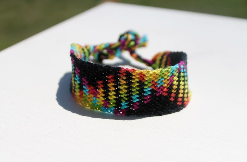 Woven Bracelet String Bracelet Friendship Bracelet Retro Bright Rainbow Pattern Bracelet