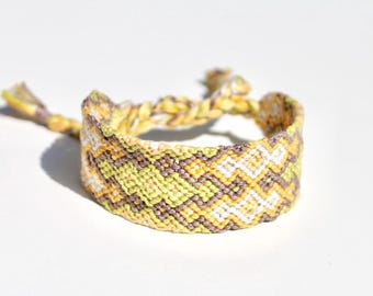 Woven Friendship Bracelet: Adjustable Cotton String, Sunshine Green