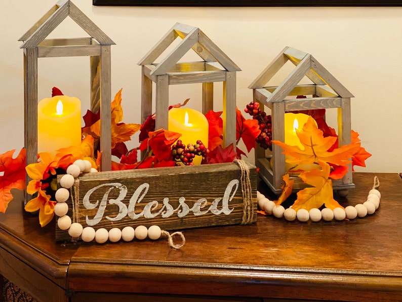 Set of three wood Lanterns Etsy