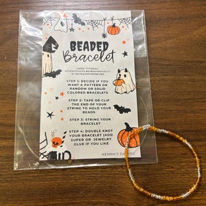 DIY Beaded Bracelet Kit - orange  - Everything you need to make a halloween bracelet