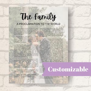 Custom The Family a Proclamation to the World - Personalized wall Print Instant Download