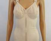 Vintage 1960s 1970s Full Girdle Nude 34C Playtex 1950s Bullet Bra Shapewear Corset Undergarment Panties Pinup Trending Now Best Selling