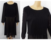 1970s Vintage Dress- Lady Carol- Black Dress Sheer Dress Vintage Dress-70s Dress- Trending Now