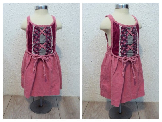 Vintage 80s Dress Carters Apron Dress 3T Cottage … - image 1