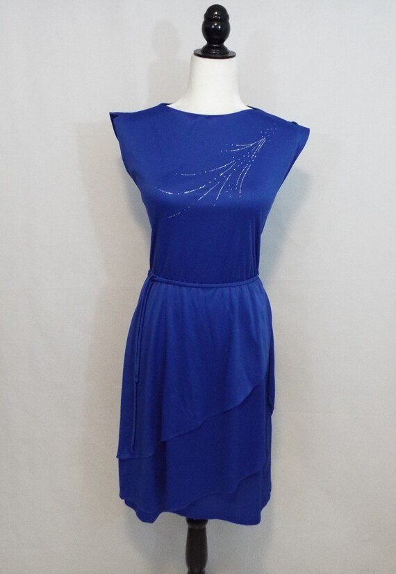 Vintage 80s Dress Blue Dress // Sleeveless Dress - image 2