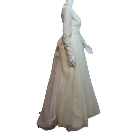 Vintage 50s Ivory Wedding Gown Bridal Gown Vintag… - image 4