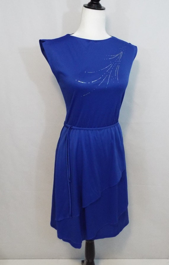 Vintage 80s Dress Blue Dress // Sleeveless Dress - image 5