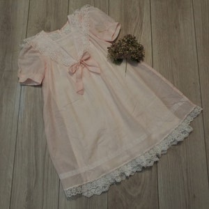 Girls Gunne Sax Dress – Pink Lace Jessica McClintock, Size 6, Sheer with Slip
