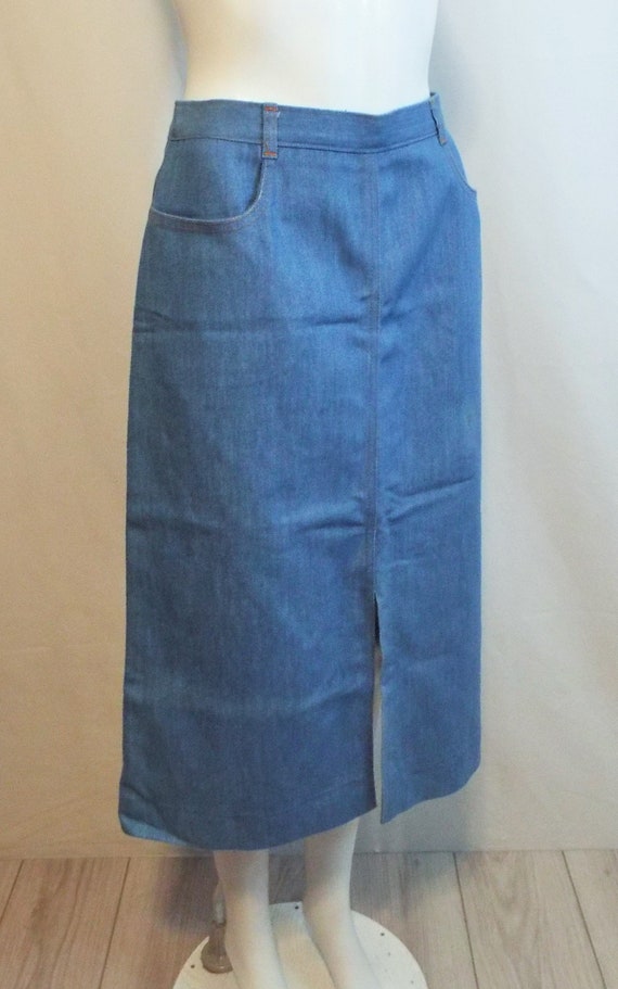 Vintage 70s Blue Denim Skirt Koret City Blues - image 4