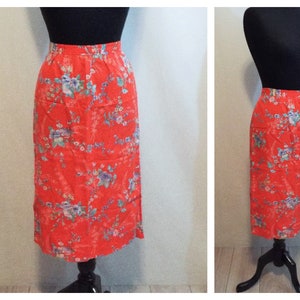 Lovely Red & Purple Floral Skirt, Side Slit, Size 11/12