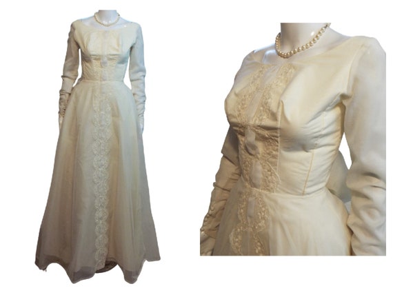 Vintage 50s Ivory Wedding Gown Bridal Gown Vintag… - image 1