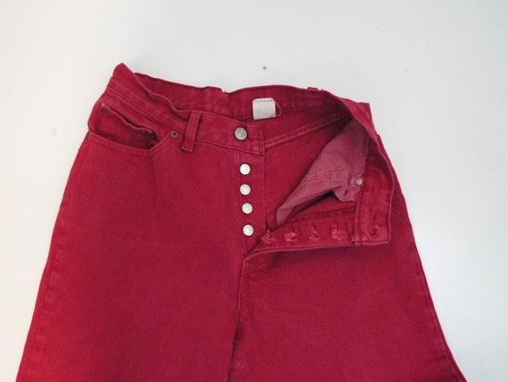 Vintage 80s Red 17 501 Levis // Size 9 // Red Jea… - image 6