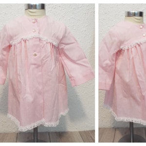 Vintage Sears Pink Baby Dress 6-12 Months, Lace Trim