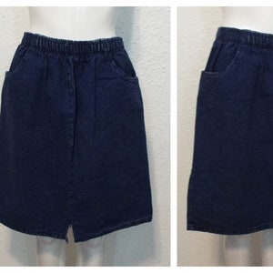 Vintage 90er Jahre Jeansrock - Gummizug in der Taille & Taschen