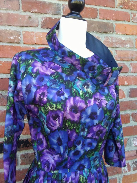 Vintage 80s Dress Floral Purple Vintage Dress - image 4