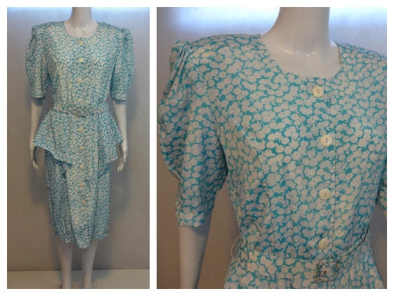 Vintage 80s Dress JB TOO Vintage Floral Dress Siz… - image 1