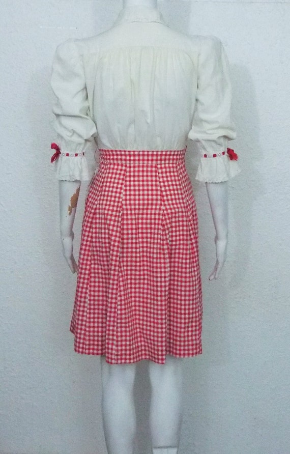 Vintage 50s Dress Red Checkered Dress XSmall - image 6