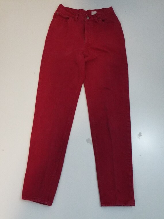 Vintage 80s Red 17 501 Levis // Size 9 // Red Jea… - image 5