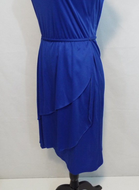 Vintage 80s Dress Blue Dress // Sleeveless Dress - image 4