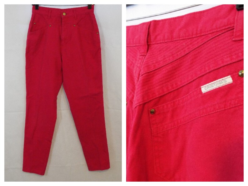 hot pink high waisted jeans