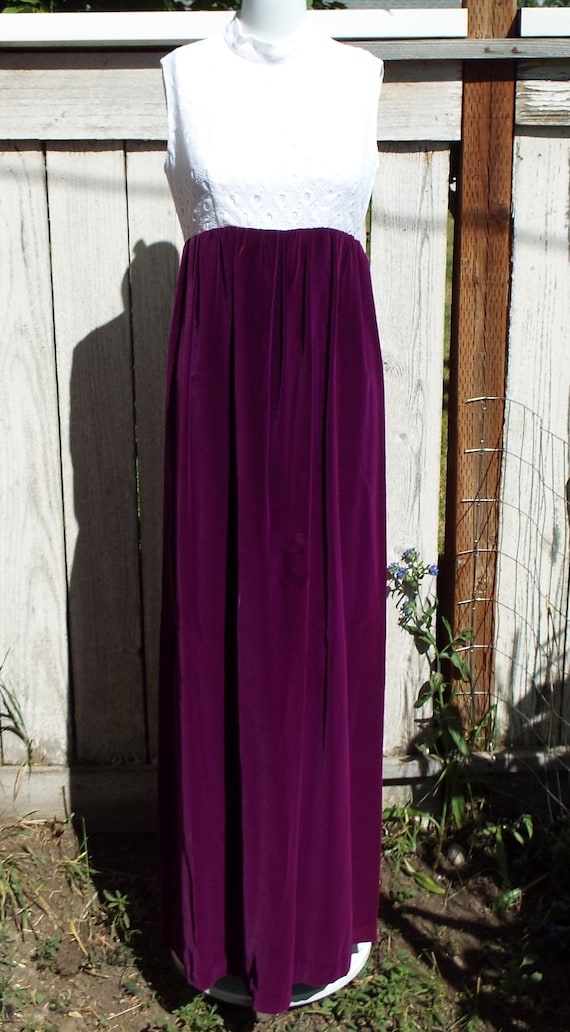 Vintage 70s Dress Maxi Dress Purple Velvet Dress … - image 2