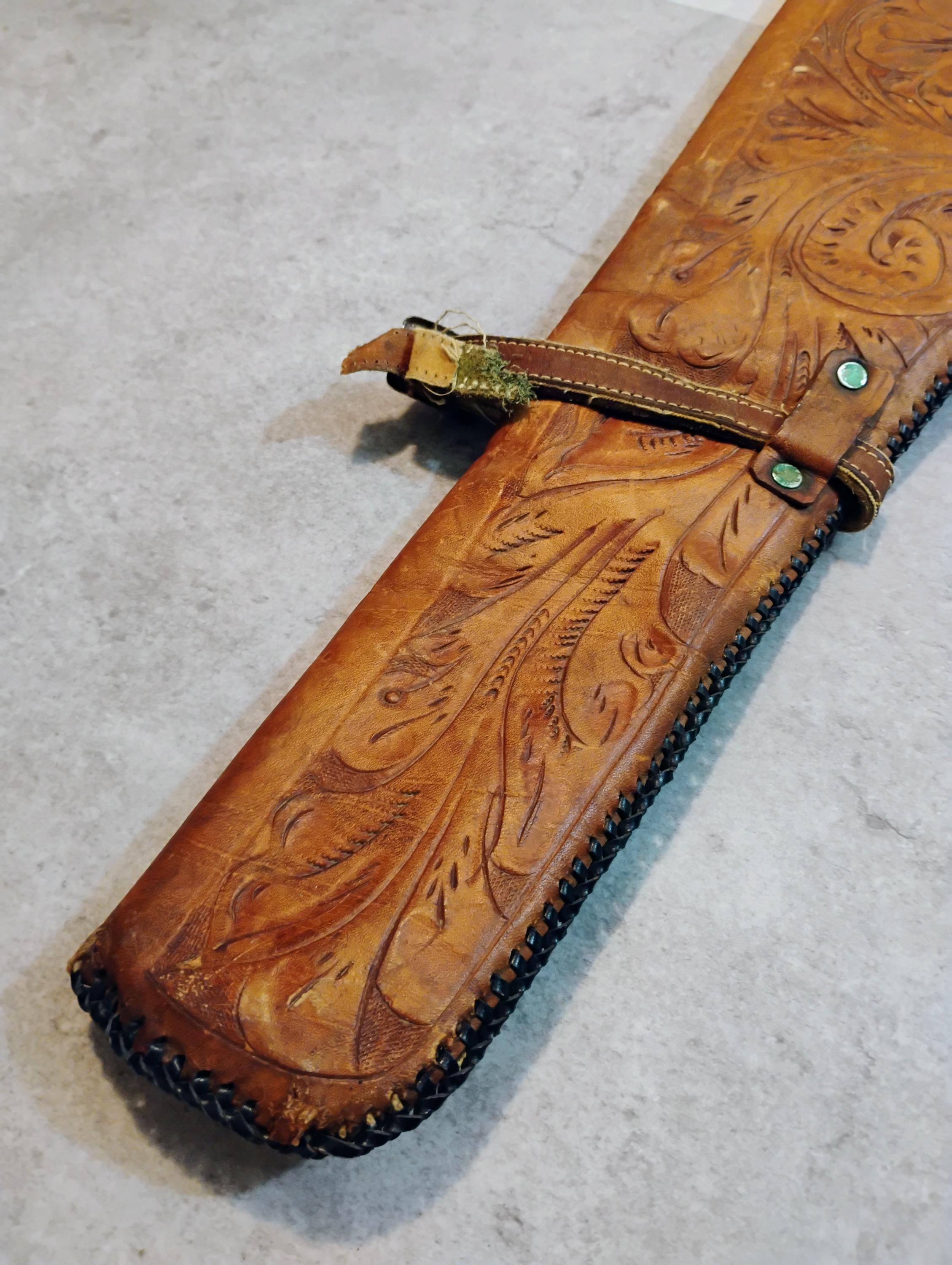 Tandy Rifle Scabbard Vintage Tooled Leather Rifle Scabbard – 34