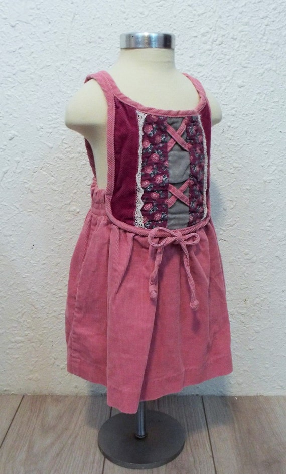 Vintage 80s Dress Carters Apron Dress 3T Cottage … - image 3