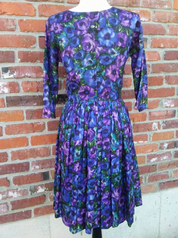 Vintage 80s Dress Floral Purple Vintage Dress - image 9