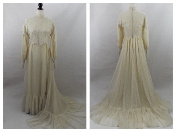 Vintage Wedding Dress, Edwardian Dress, High Colla