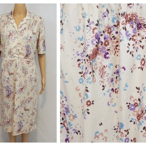 1970s Vintage Floral Dress – Light Airy, Size Medium