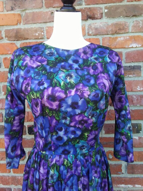 Vintage 80s Dress Floral Purple Vintage Dress - image 3