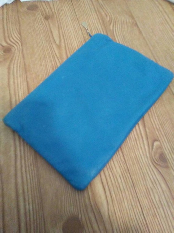 Vintage 80s Nordstrom Blue Faux Leather Handbag V… - image 3