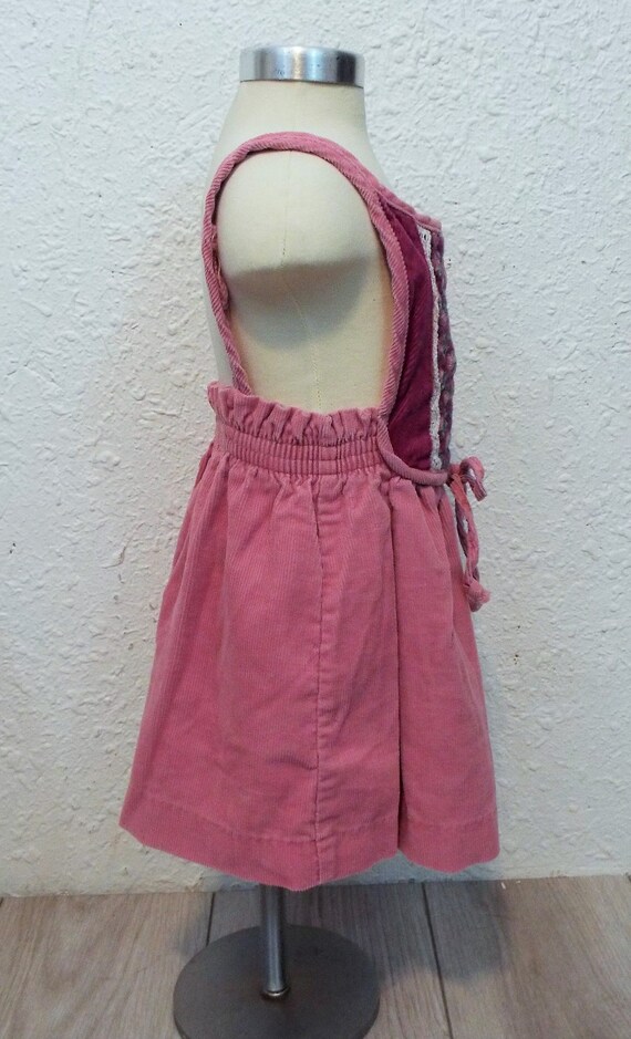 Vintage 80s Dress Carters Apron Dress 3T Cottage … - image 4