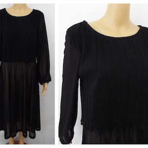 Vintage 1970s Lady Carol Black Sheer Dress – Size Medium