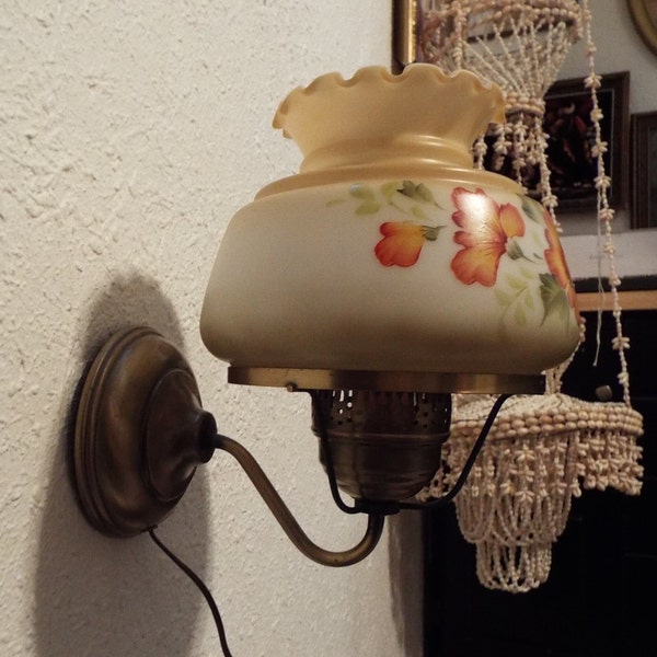 Vintage Gone With The Wind Style Wall Hanging Lamp | Hand Painted Lamp | Vintage Lamp