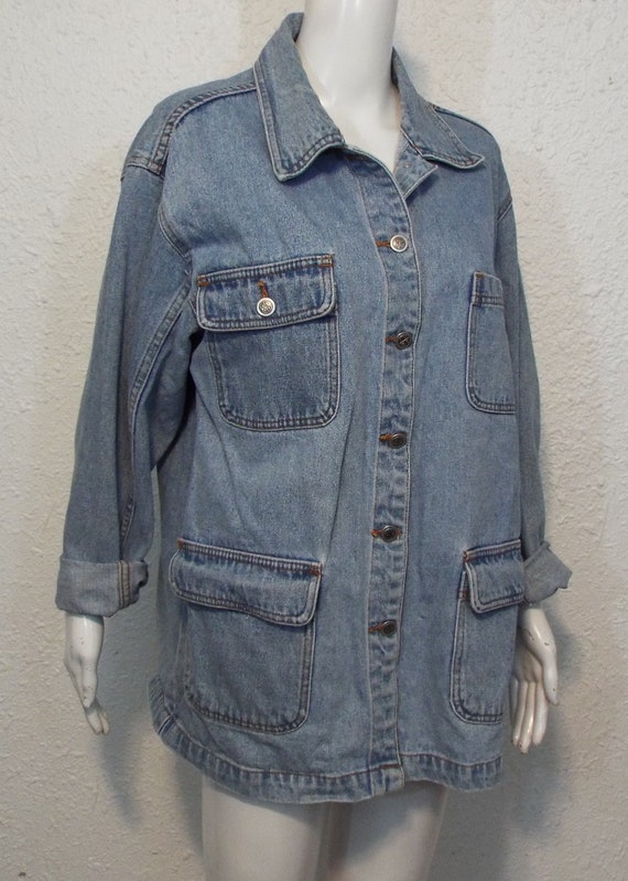 Vintage 90s Denim Jacket Bill Blass Denim Jacket … - image 3