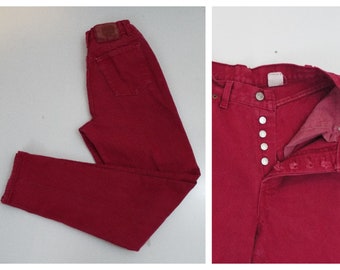 Vintage 80s Red 17 501 Levis // Size 9 // Red Jeans // Levis // Vintage Levis // Button Fly // High Waist