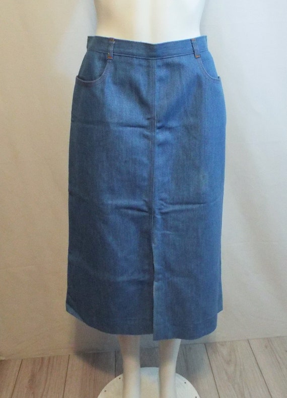 Vintage 70s Blue Denim Skirt Koret City Blues - image 2